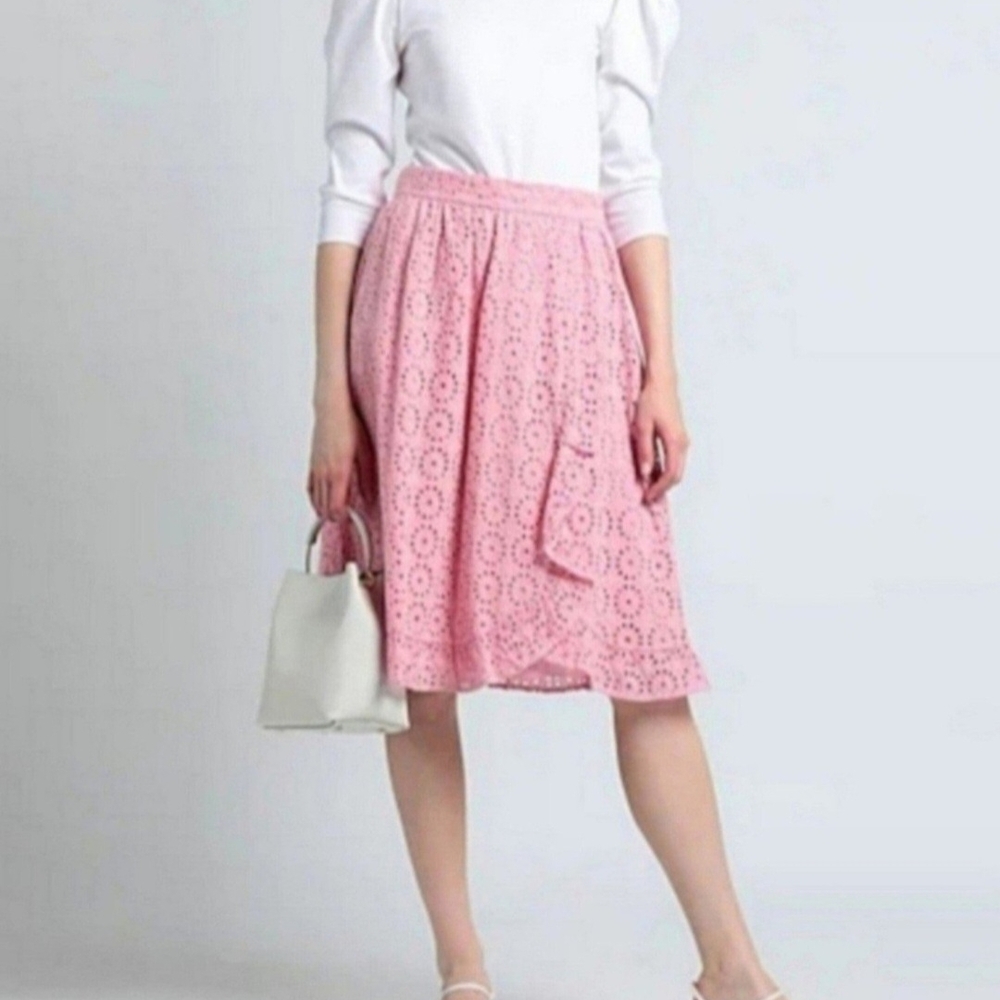 NWT!!! Blumarine Pink A-line Knee-length Skirt with Ruffled Tie Front fo…